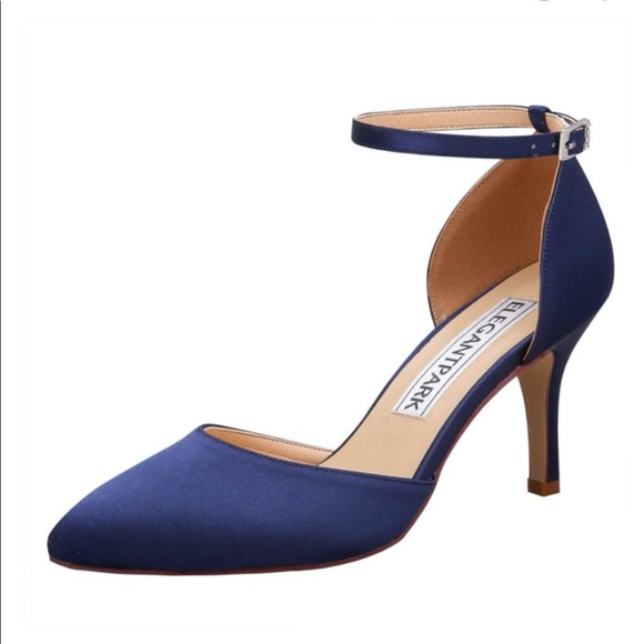 Elegant Park Satin Navy Prom Wedding 